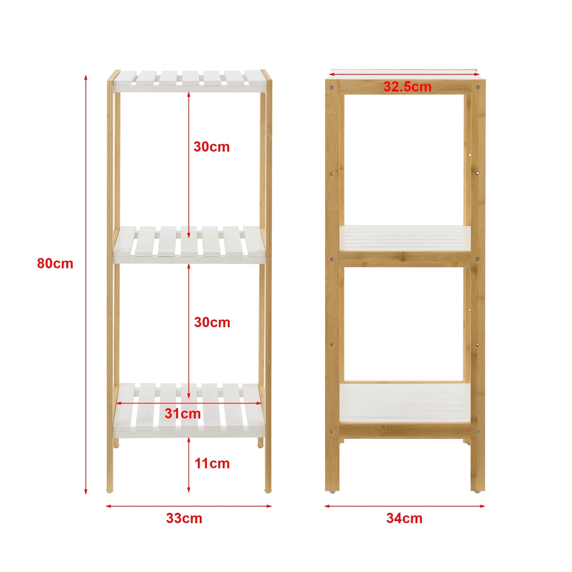 In And OutdoorMatch Opbergrek Margaret - Staand rek - Met 3 Planken - Bamboe - Minimalistisch design storage rack