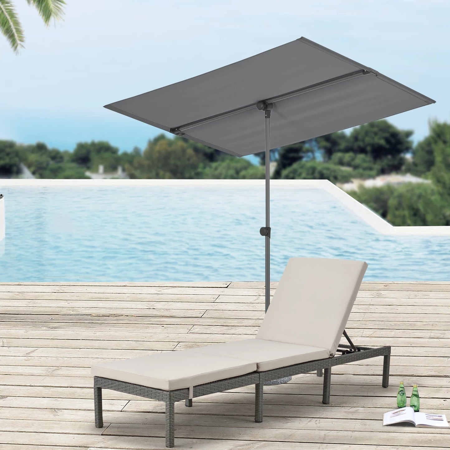 In And OutdoorMatch Parasol 360° Abigail - 120-200x180x130 cm - Grijs - UV Bescherming Sunshade