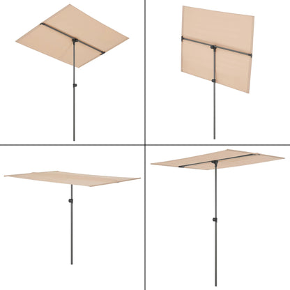 In And OutdoorMatch Parasol 360° Sherman - 120-200x180x130 cm - Zandkleurig - Aluminium en Stof - UV Bescherming Sunshade