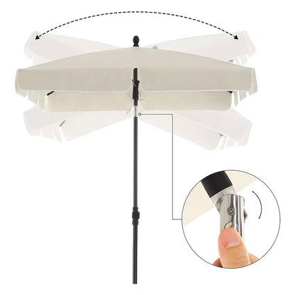 In And OutdoorMatch Parasol Alfred - Rechthoekige Tuinparasol -200x125 cm - UV bescherming tot UPF 50+ - Opvouwbaar - Met PA coating - Tuin - Terras - Zonder standaard - Wit/Beige Sunshade