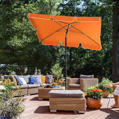 In And OutdoorMatch Parasol Earnestine - Rechthoekige Tuinparasol -200x125 cm - UV bescherming tot UPF 50+ - Opvouwbaar - Met PA coating - Tuin - Terras - Zonder standaard - Oranje Sunshade