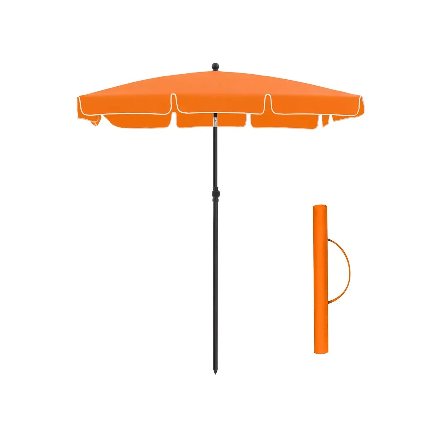 In And OutdoorMatch Parasol Earnestine - Rechthoekige Tuinparasol -200x125 cm - UV bescherming tot UPF 50+ - Opvouwbaar - Met PA coating - Tuin - Terras - Zonder standaard - Oranje Sunshade