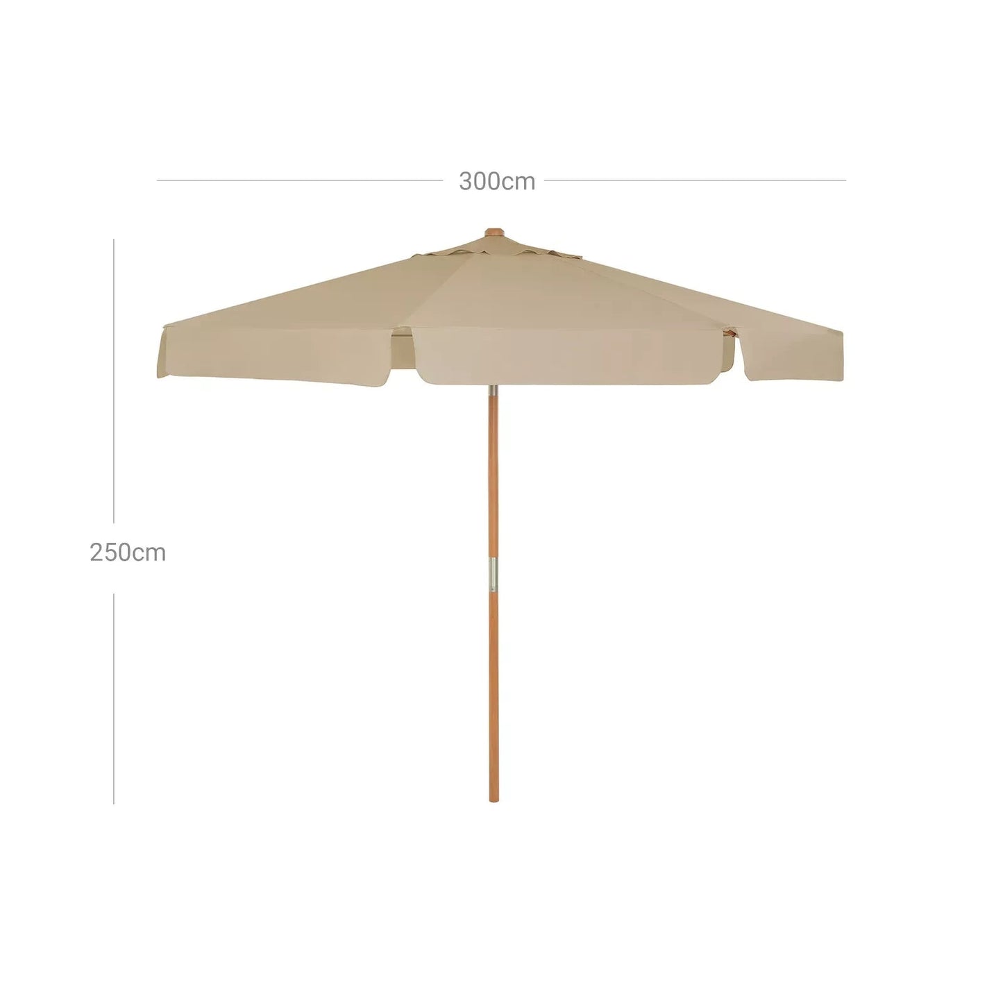 In And OutdoorMatch Parasol Francesca - 300cm - Rechthoekig - Balkonparasol - Zonwering tot UPF 50+ - Parasolpaal - Gemaakt van hout - Zonder standaard - Tuin - Outdoor - Beige Sunshade