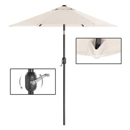 In And OutdoorMatch Parasol Hallie - 270 cm - Tuinparasol - Market Parasol - UV-bescherming tot UPF 50+ - Terrasparasol - Zonwering - Knikarm - Met zwengel - Zonder standaard - Wit Sunshade