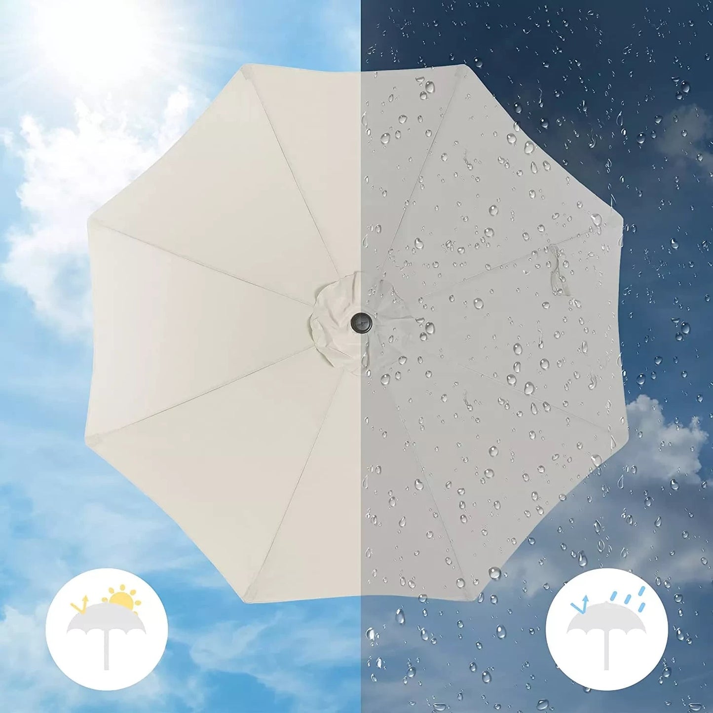 In And OutdoorMatch Parasol Joseph - 270 cm - Tuinparasol - Market Parasol - UV bescherming tot UPF 50+ - Patio Parasol - Zonwering - Knikarm - Met zwengel - Zonder standaard - Beige Sunshade