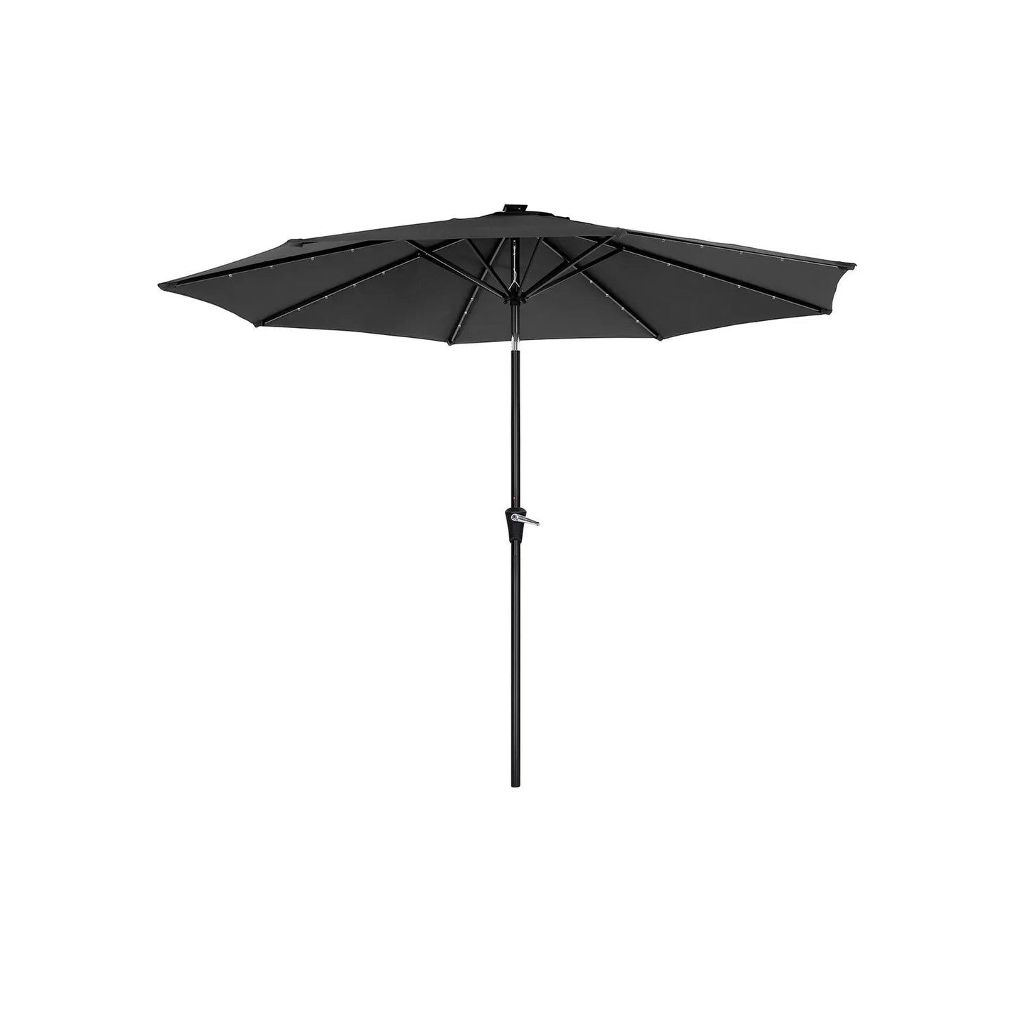 In And OutdoorMatch Parasol Justus - met LED Solar Verlichting - Tuinparasol - 270 cm - UV bescherming tot UPF 50+ - Opvouwbaar - Met Zwengel voor Openen en Sluiten - Zonder Standaard - Zwart Sunshade