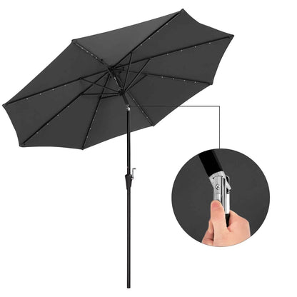 In And OutdoorMatch Parasol Justus - met LED Solar Verlichting - Tuinparasol - 270 cm - UV bescherming tot UPF 50+ - Opvouwbaar - Met Zwengel voor Openen en Sluiten - Zonder Standaard - Zwart Sunshade