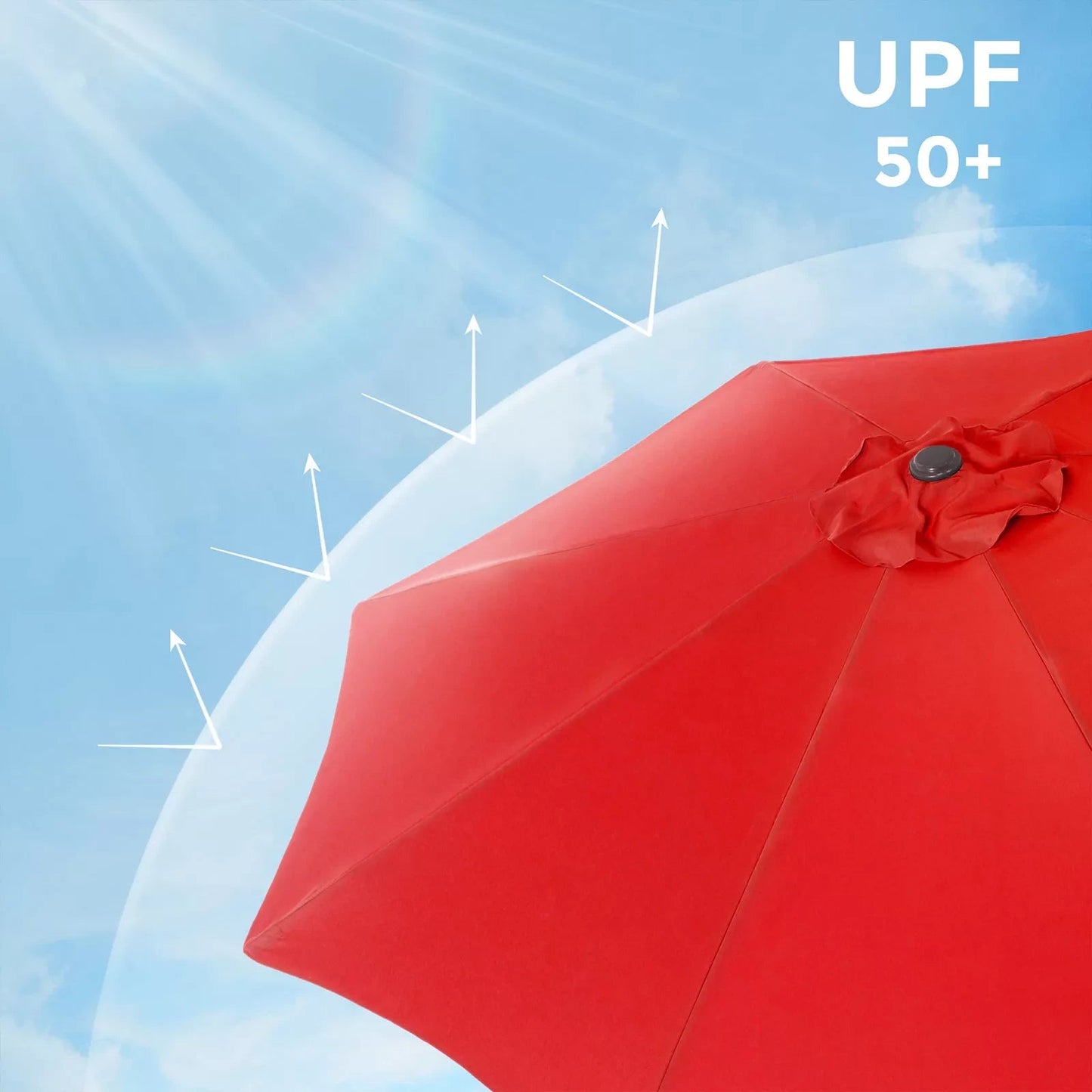 In And OutdoorMatch Parasol Marques - 300cm - Kantelbaar - Camping - Rond - Staand - Rood - UPF 50 - Terras, balkon, tuin of strand Sunshade