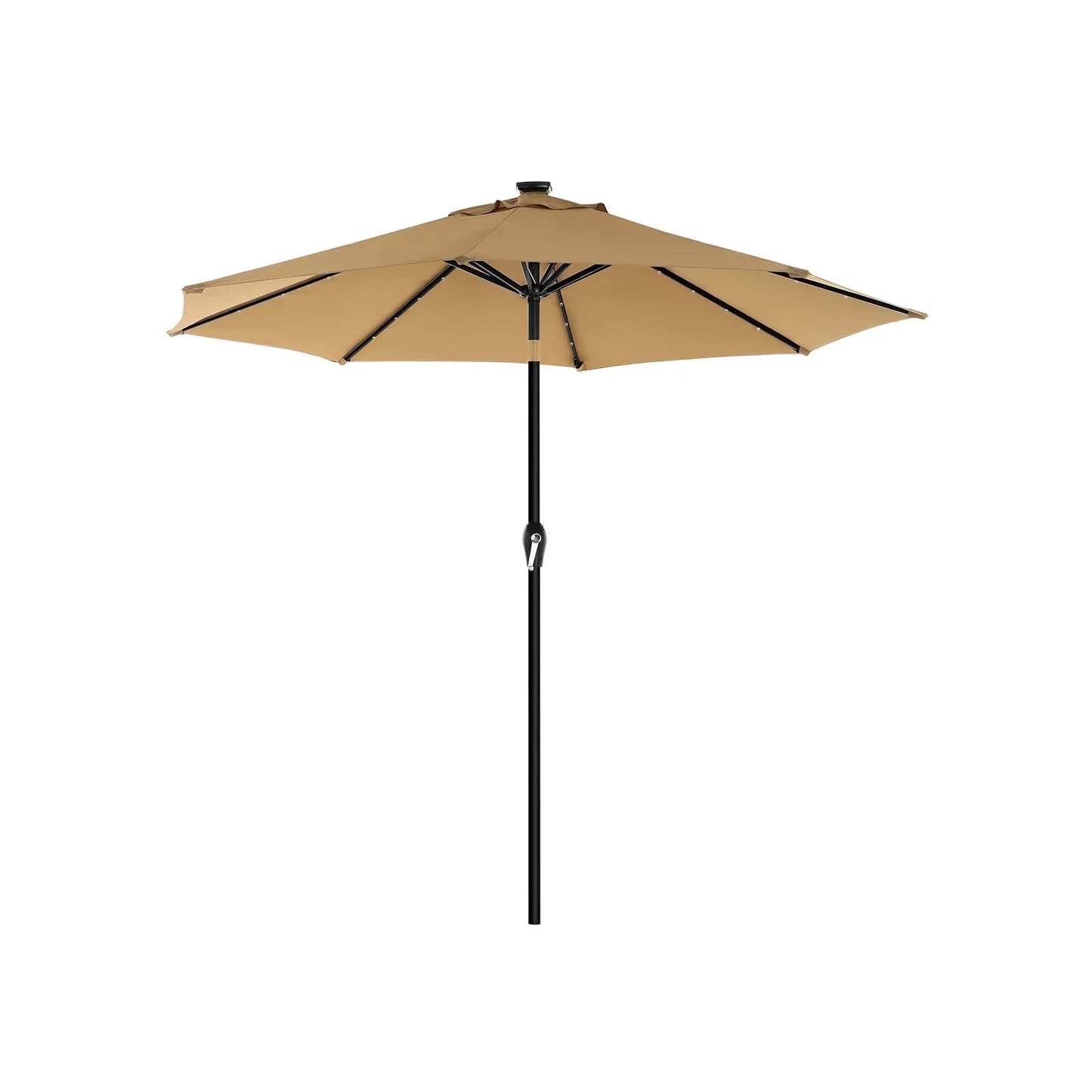 In And OutdoorMatch Parasol Michele - met LED Solar Verlichting - Tuinparasol - 270 cm - UV bescherming tot UPF 50+ - Opvouwbaar - Met Zwengel voor Openen en Sluiten - Zonder Standaard - Taupe Sunshade