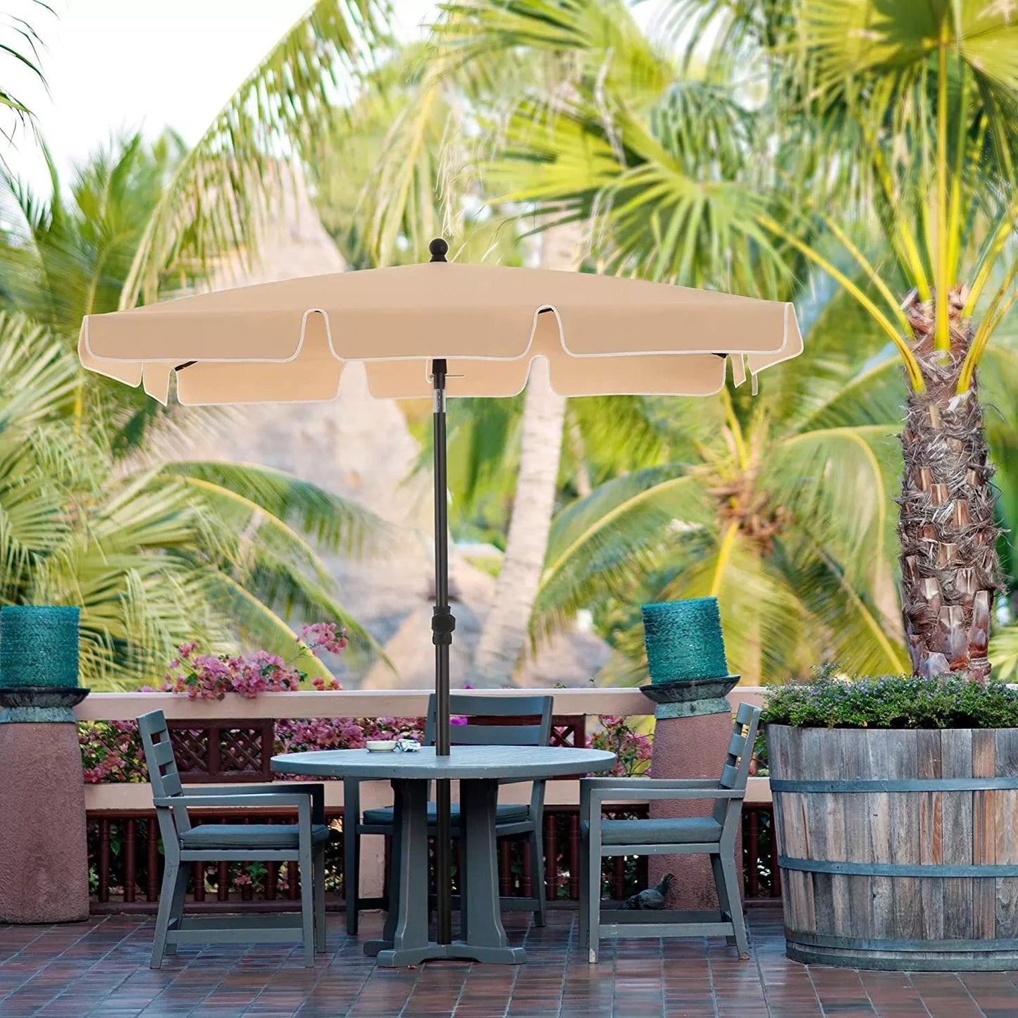 In And OutdoorMatch Parasol Rahsaan - Langwerpig - Kantelbaar - Staand - Beige - Terras of tuin - 180x125cm Parasol