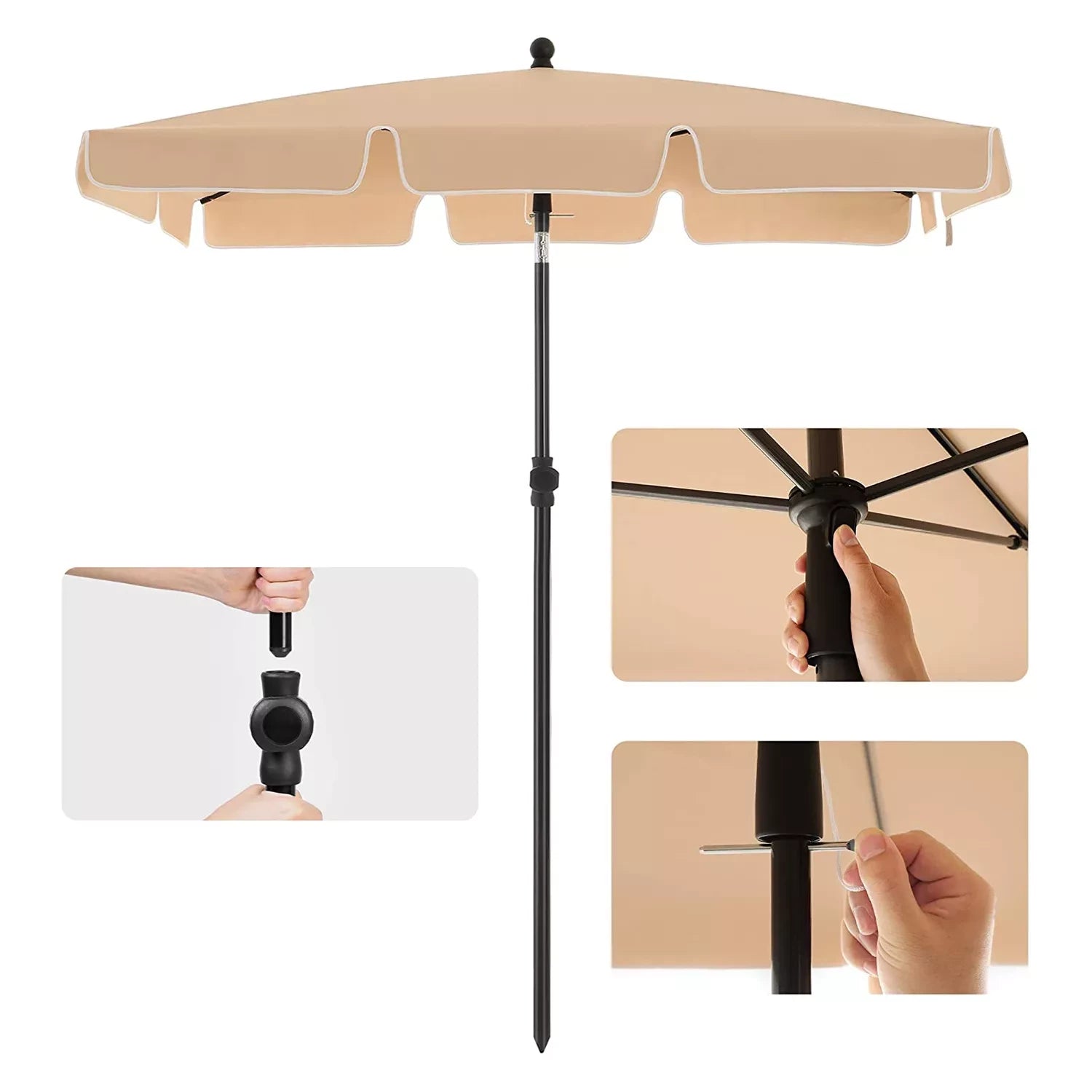 In And OutdoorMatch Parasol Rahsaan - Langwerpig - Kantelbaar - Staand - Beige - Terras of tuin - 180x125cm Parasol