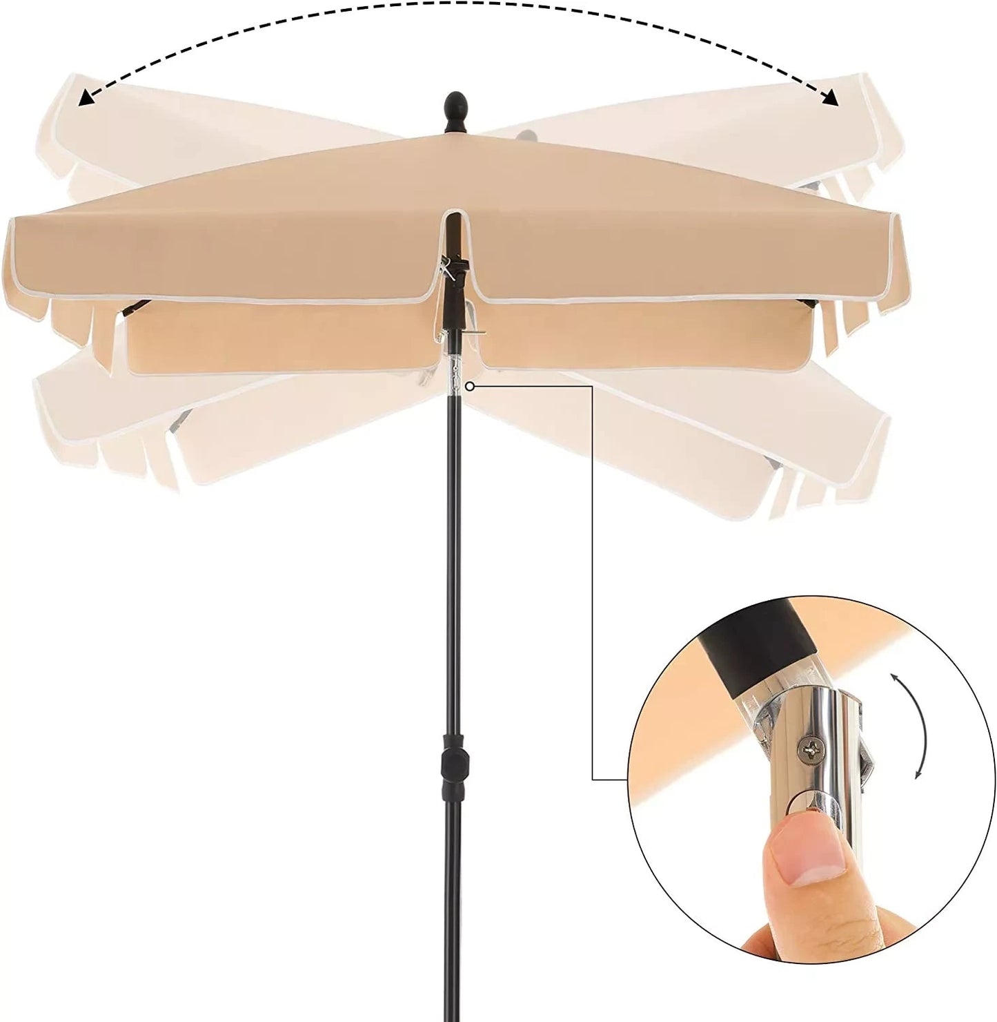 In And OutdoorMatch Parasol Rahsaan - Langwerpig - Kantelbaar - Staand - Beige - Terras of tuin - 180x125cm Parasol