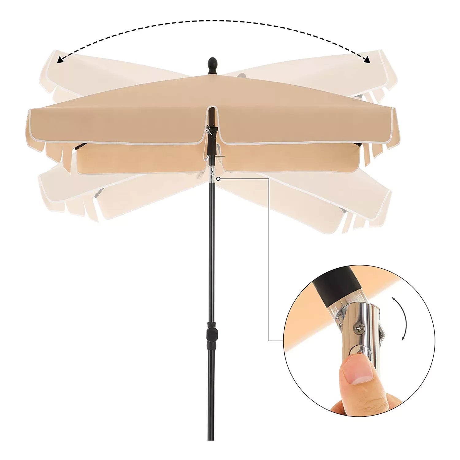 In And OutdoorMatch Parasol Rahsaan - Langwerpig - Kantelbaar - Staand - Beige - Terras of tuin - 180x125cm Parasol