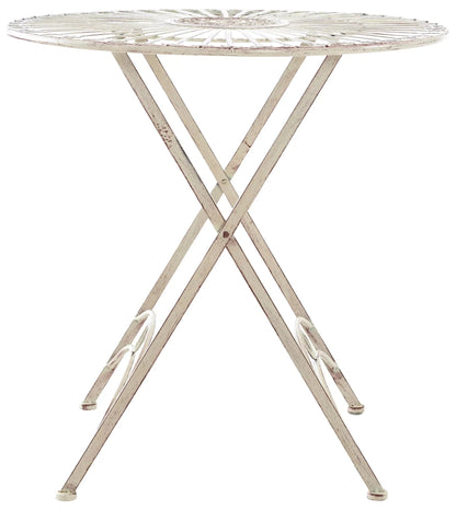 In And OutdoorMatch Ronde metalen tuintafel Lysanne - 4 personen - Weerbestendig - Creme - 71x71x71cm Bijzetttafel