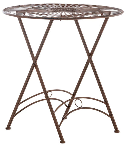 In And OutdoorMatch Ronde metalen tuintafel Sheila - 4 personen - Weerbestendig - Bruin - 71x71x71cm Bijzetttafel