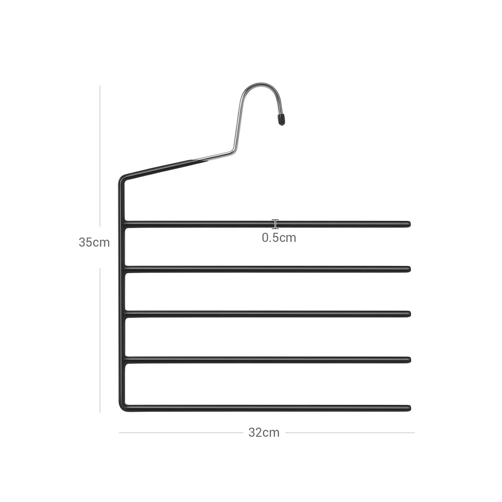 In And OutdoorMatch Ruimtebesparende broekhangers Saul - Set van 4 - Meerdere kleerhangers - Open einde - Antislip - Voor elk 5 paar broeken - Voor jeans - Handdoeken - Sjaals - Zwart kledinghanger