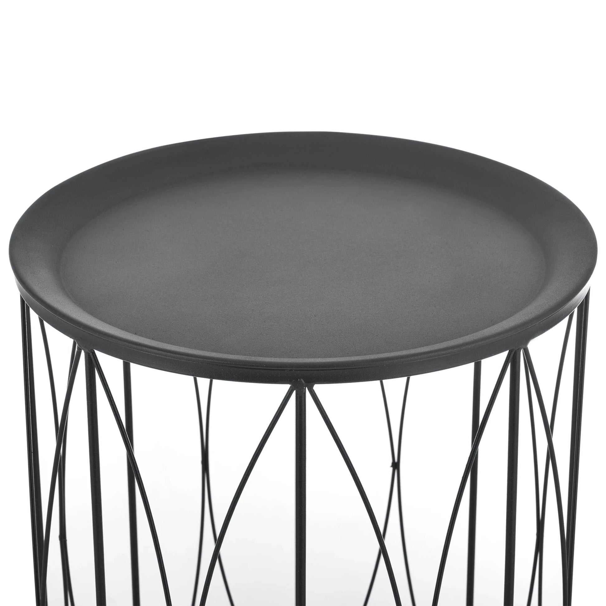 In And OutdoorMatch Salontafel Adella - Bijzettafel - Set van 2 - Rond - 50xØ34/55xØ40 cm - Zwart - Metaal - Modern Design Bijzetttafel