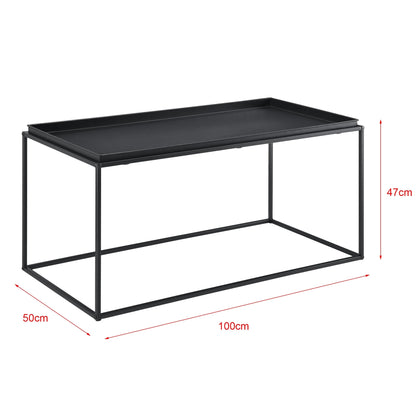 In And OutdoorMatch Salontafel Chasity - Zwart - Metaal - 47x100x50 cm - Modern design Bijzetttafel