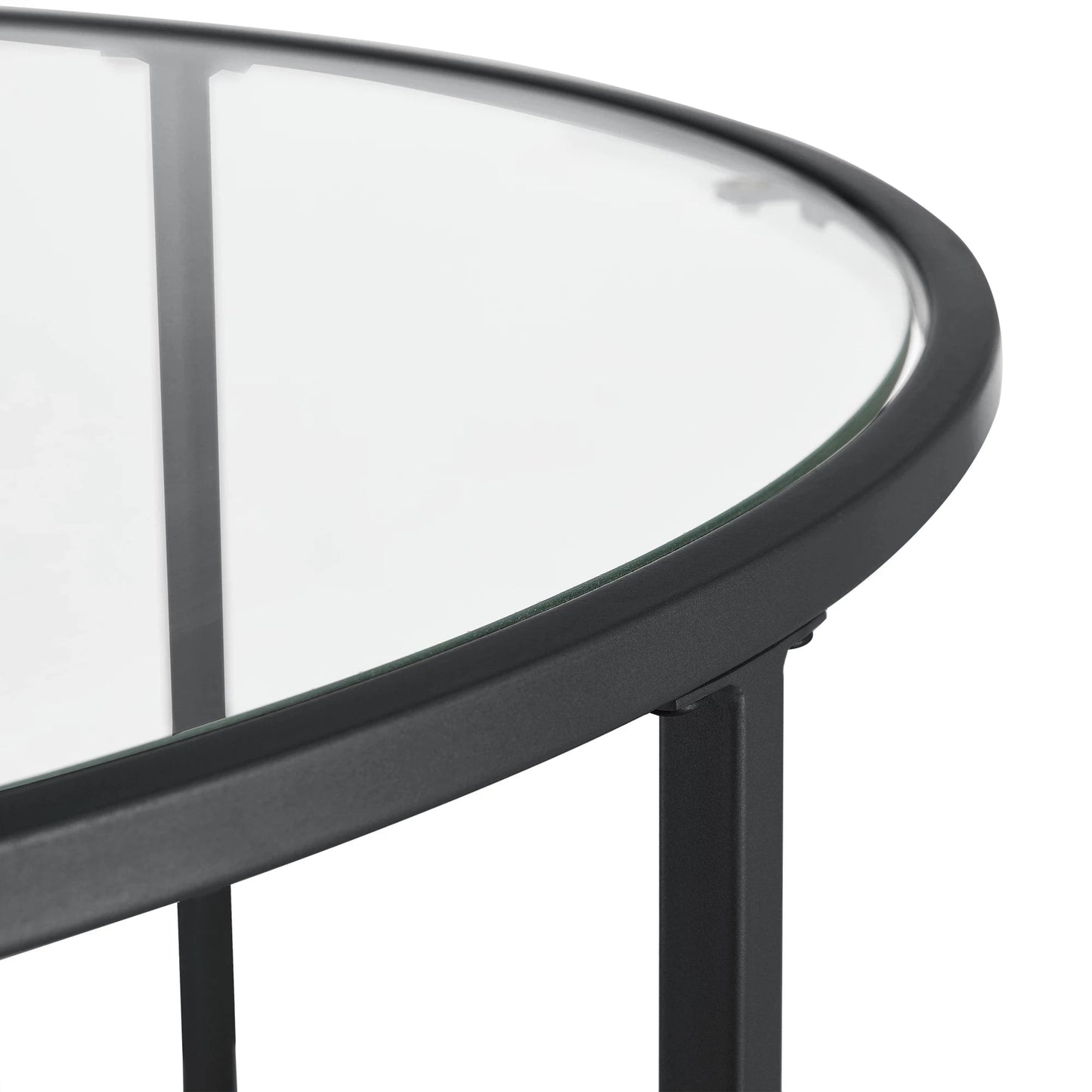 In And OutdoorMatch Salontafel Leila - Rond Glas en Metaal - 45,5xØ84 cm - Zwart - Stijlvol Design Koffietafel