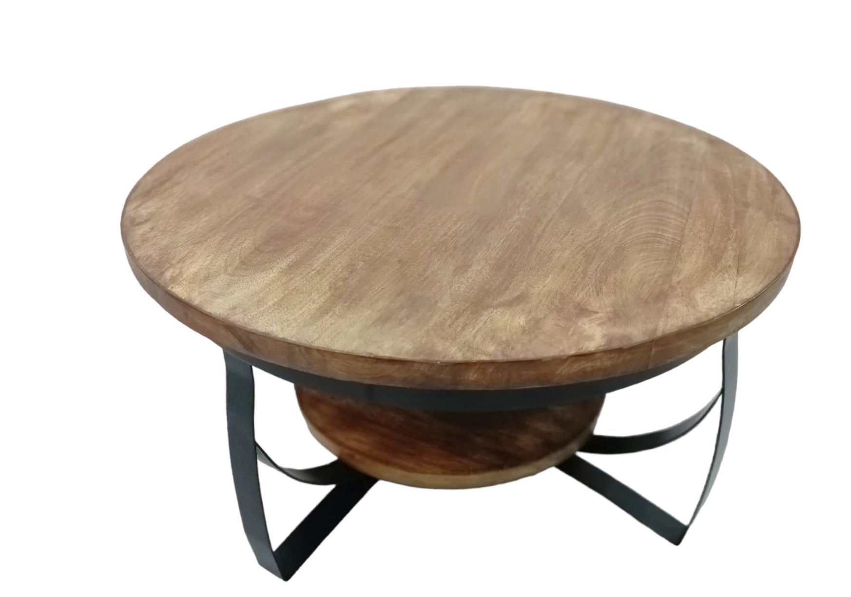 In And OutdoorMatch Salontafel Nemo - 90cm - Mangohout - Metaal - Modern Design Koffietafel