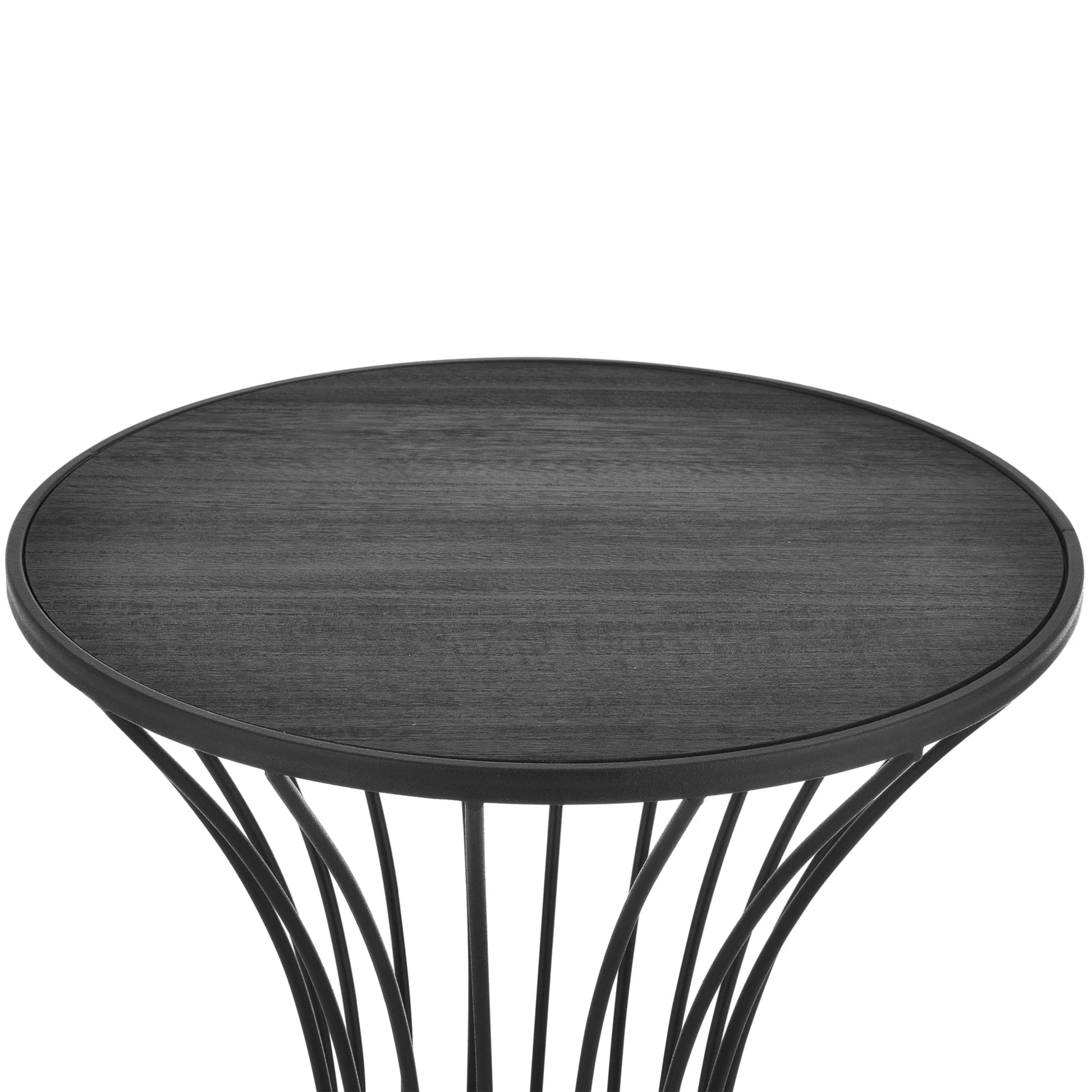 In And OutdoorMatch Salontafel Tiana - Zandloper Rond - 55,5xØ37,5 - Metaal en MDF - Zwart - Bijzetttafel