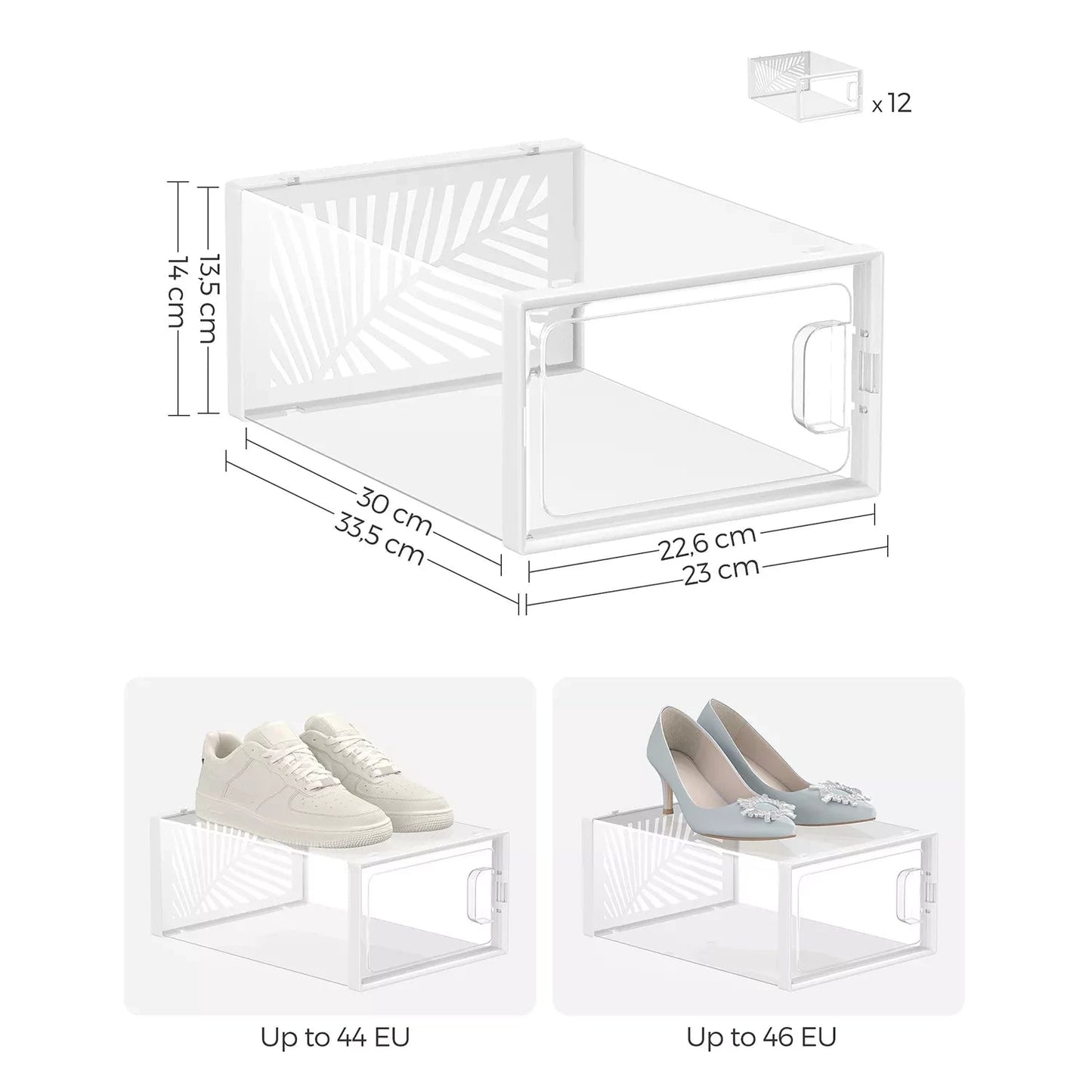 In And OutdoorMatch Schoenendoos transparant 12 stuks Janice - Sneakerdoos - Schoenendoos - Opbergsysteem - Opbergdoos - 33x23x14 cm shoebox