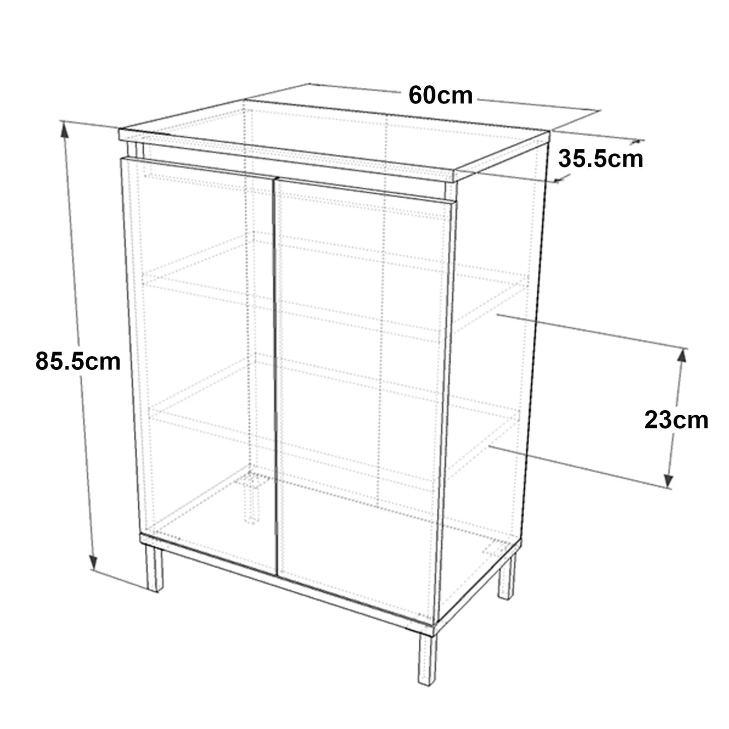 In And OutdoorMatch Schoenenkast Ivona - 85,5x60x35,5cm - Eiken Grijs - 2 Deurs - 3 Planken - Stijlvolle Kast shoe rack