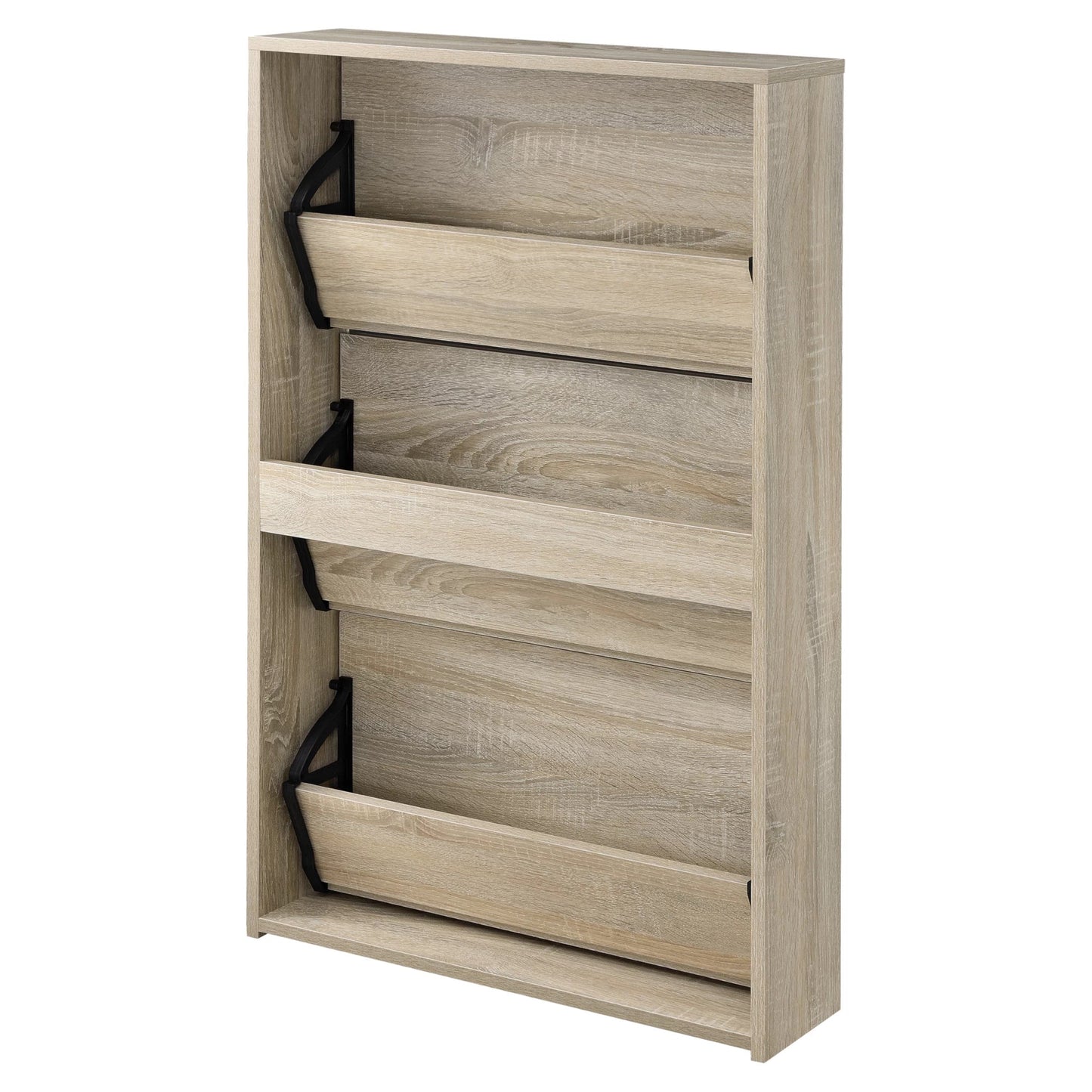 In And OutdoorMatch Schoenenkast Luna - Met Spiegels en 2 Vouwdeuren - 102,5x63x17 cm - Eikenkleurig - Spaanplaat - Stijlvol Design shoe rack