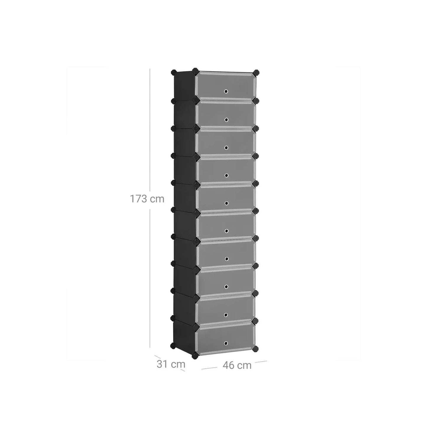 In And OutdoorMatch Schoenenrek Cathryn - Zwart - 20 paar schoenen - Schoenenkast - Hoogte 173cm shoe rack