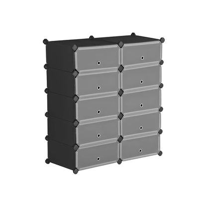 In And OutdoorMatch Schoenenrek Cathryn - Zwart - 20 paar schoenen - Schoenenkast - Hoogte 173cm shoe rack