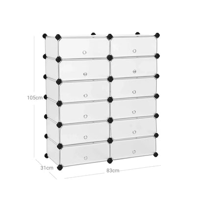 In And OutdoorMatch Schoenenrek Marty - Wit - 24 paar schoenen - Schoenenkast - Hoogte 105 cm shoe rack