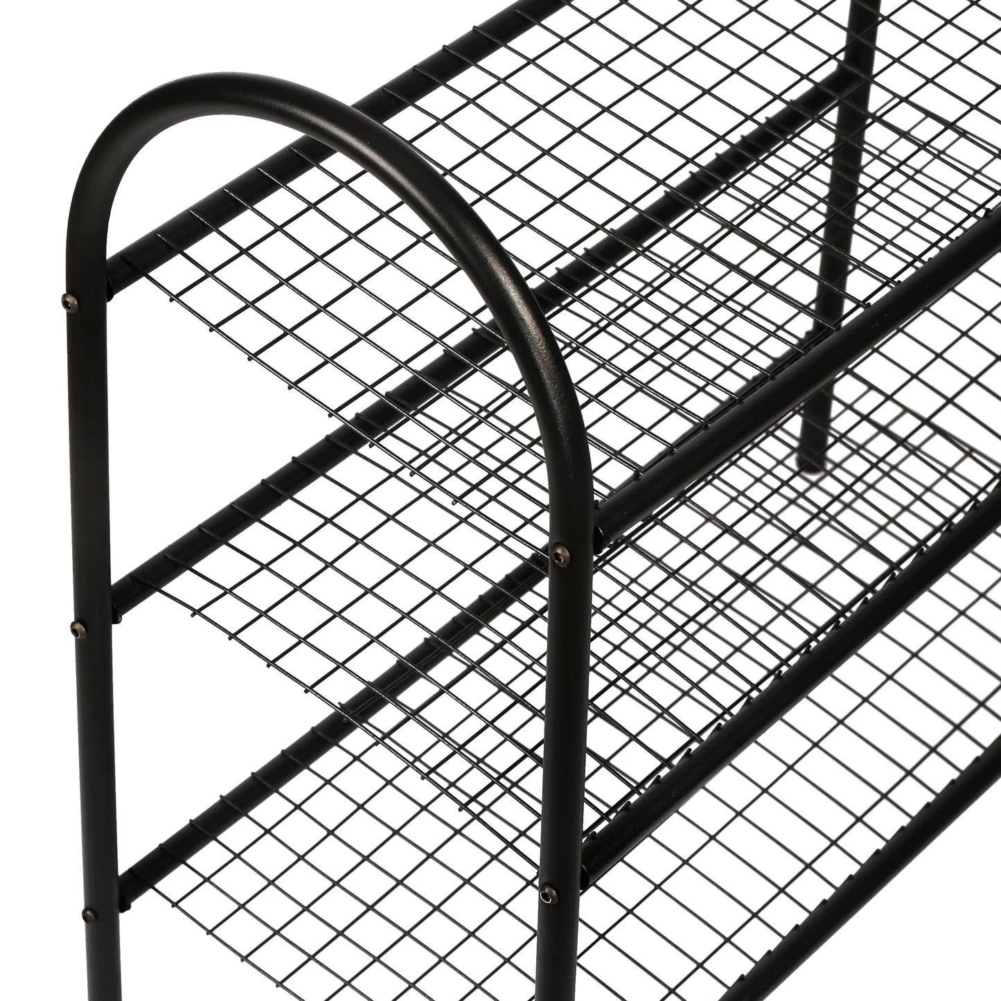 In And OutdoorMatch Schoenenrek Pori - Met 3 Planken - 69x68.5x32cm - Metaal - Zwart shoe rack