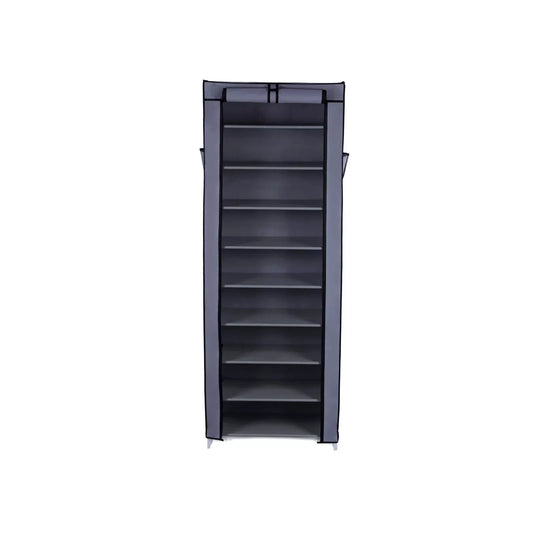 In And OutdoorMatch Schoenenrek Rafaela - Met deur - 27 tot 30 paar - Waterdicht - Schoenenkast - Stalen buizen - Stofvrij - Grijs - 58x160x28 cm shoe rack