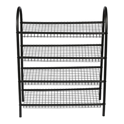 In And OutdoorMatch Schoenenrek Stey - Met 4 Planken - 88x68.5x32cm - Metaal - Zwart - Decoratief Design shoe rack