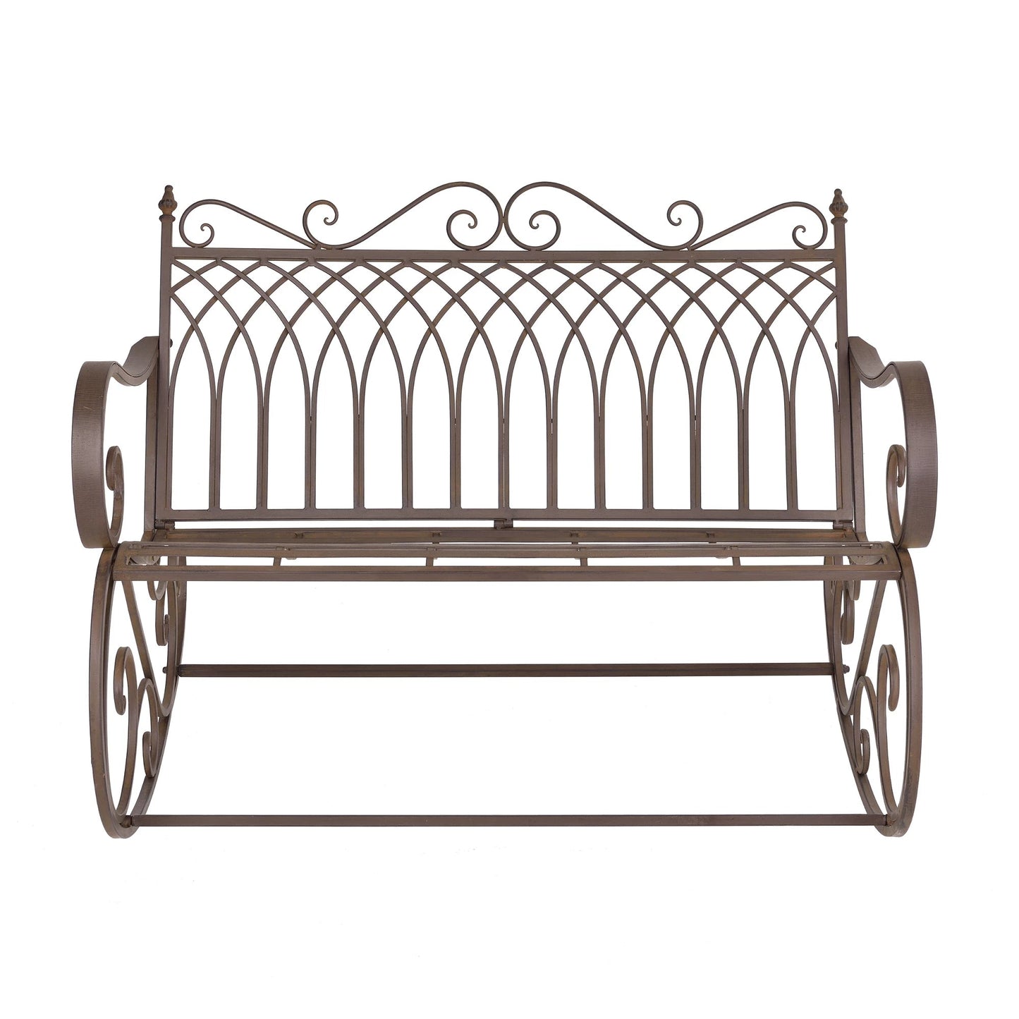 In And OutdoorMatch Schommelbank Diaz - 85x113x95 cm - Max 200 kg - Bruin - Weerbestendig - Stabiel Metaal - Tuinbank Garden Bench