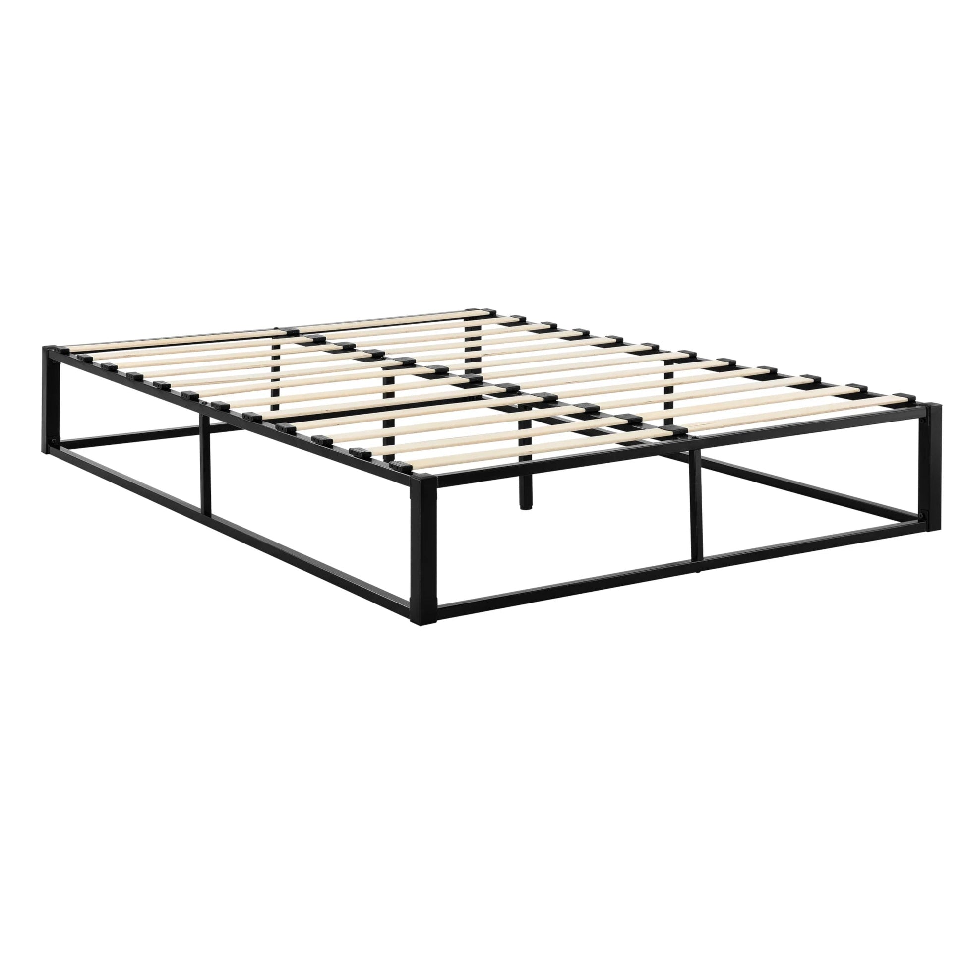 In And OutdoorMatch Stalen Bed Bello - Met Bedbodem - Incl. matras - Zwart - 200x140cm - Stalen frame gepoedercoat bed twee personen