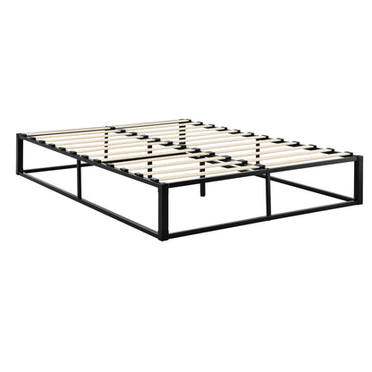 In And OutdoorMatch Stalen Bed Finn - Met Bedbodem - Incl. matras - Zwart - 200x180cm - Stalen frame gepoedercoat bed twee personen