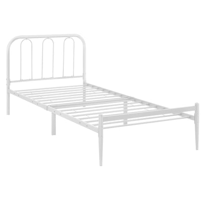 In And OutdoorMatch Stalen Bed Ora - Bedframe - Met bedbodem - 90x200 cm - Wit - Modern design Bedframe