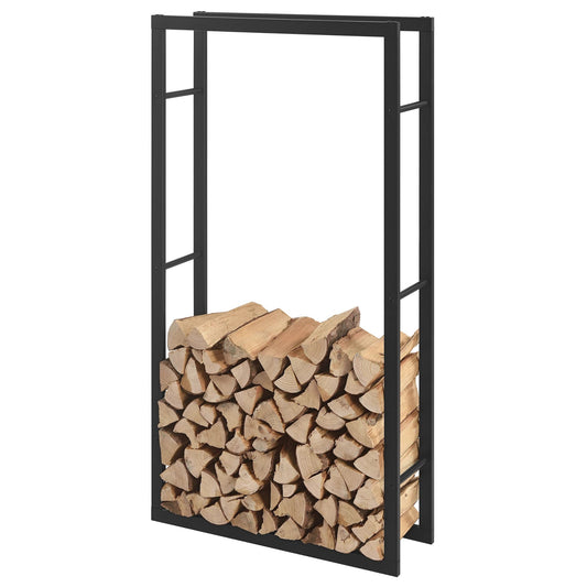 In And OutdoorMatch Stalen Brandhout Rek Candelario - Houtopslag - 70x150x25 cm - Zwart Houtrek