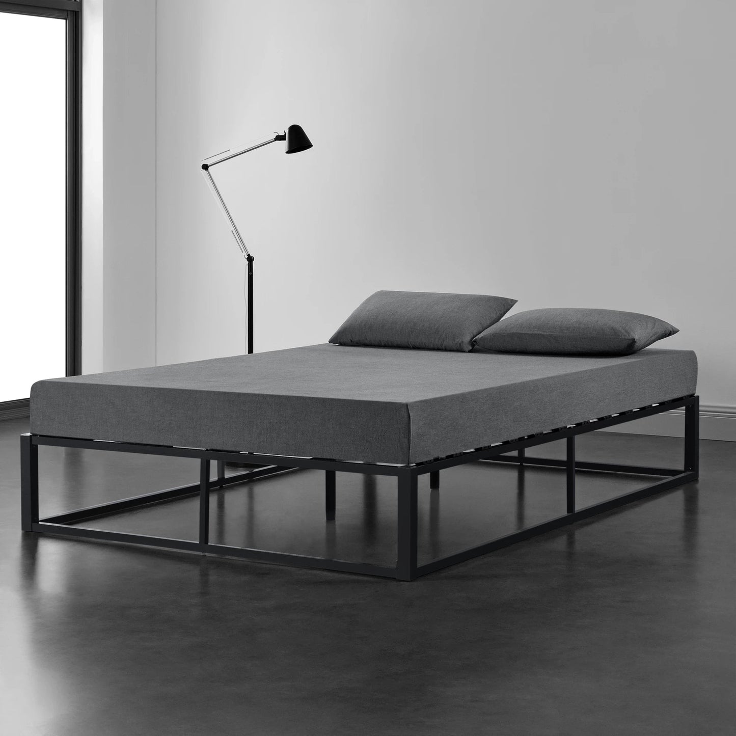 In And OutdoorMatch Stalen bed Forrest - Met lattenbodem - 160x200 cm - Zwart - Modern design Bedframe