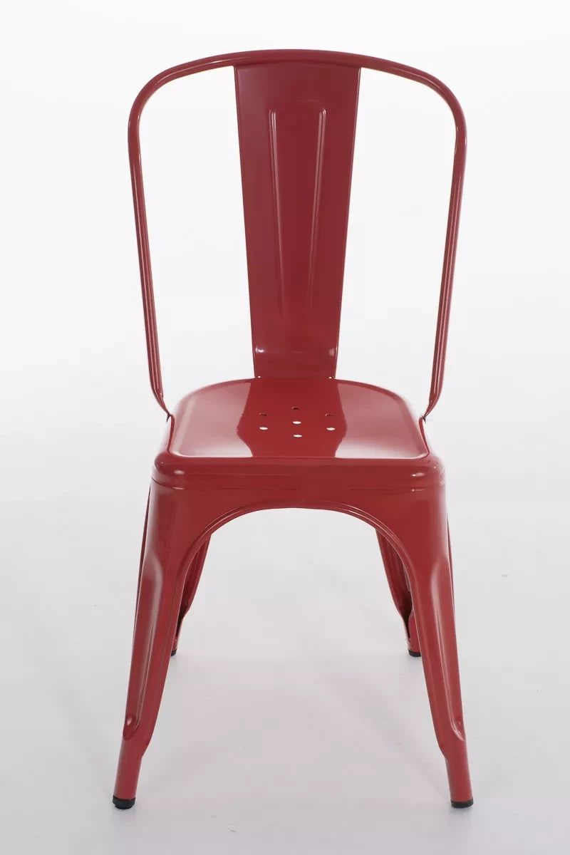 In And OutdoorMatch Stapelstoel metaal Mallory - Makkelijk schoon te maken - Tuinstoel - Stapelbare kantinestoel - Rood - Zithoogte 44cm Garden Chair