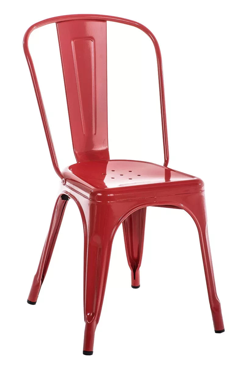 In And OutdoorMatch Stapelstoel metaal Mallory - Makkelijk schoon te maken - Tuinstoel - Stapelbare kantinestoel - Rood - Zithoogte 44cm Garden Chair