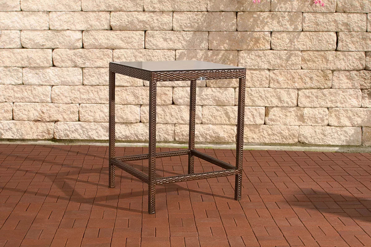 In And OutdoorMatch Statafel Rotan - Vierkant - Bartafel voor Binnen & Buiten - Wicker/glas - Feesttafel - Bruin - 84x84x110cm Bar table