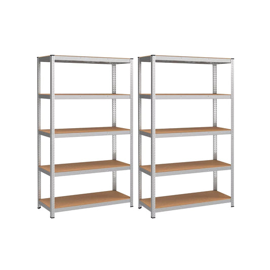 In And OutdoorMatch Stellingkast Jewel - 60x120x200cm - Set van 2 - Opbergrek - Metaal - 875 kg draagvermogen - 5 Verstelbare lagen storage rack