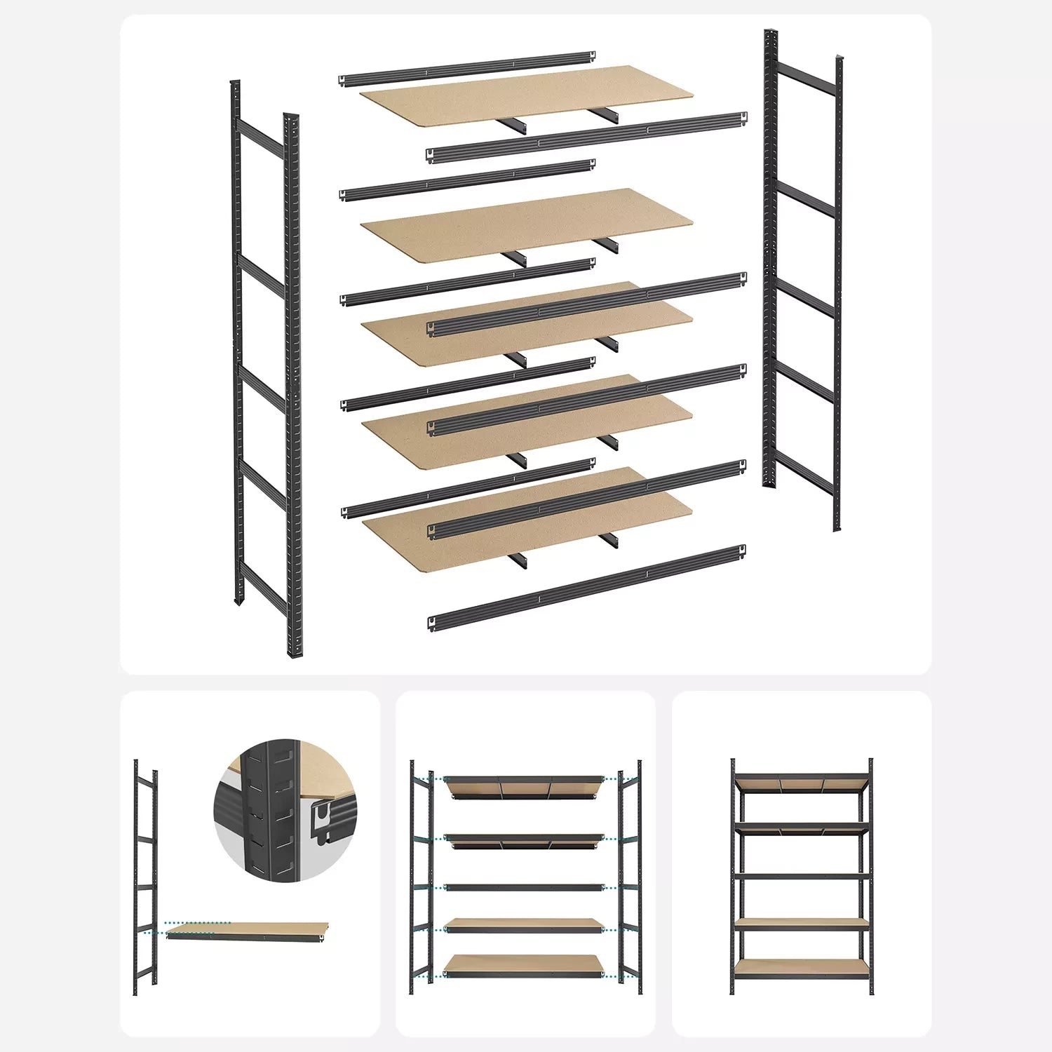 In And OutdoorMatch Stellingkast Pearlie - 60x120x200cm - Opbergrek - Metaal - 875 kg draagvermogen - Verstelbaar storage rack