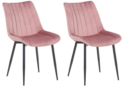 In And OutdoorMatch Stoel Claire - Roze - Set van 2 - Eetkamerstoel - Fluweel - Hoge kwaliteit bekleding - Stijlvolle stoel - Moderne eetkamerstoel - Decoratieve uitstraling Eetkamerstoel