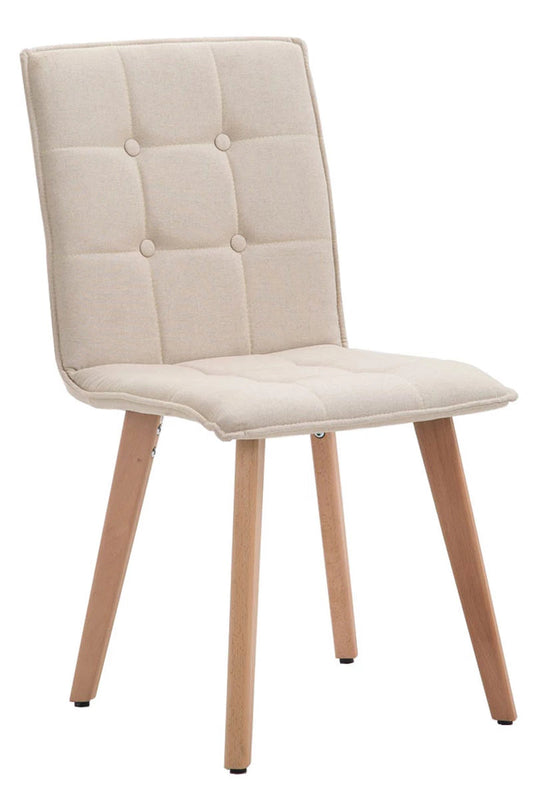 In And OutdoorMatch Stoel Felipe - Naturel - Beige Stoel - Bezoekersstoel - Eetkamerstoel - Stof - Hoge kwaliteit bekleding - Stijlvolle stoel - Minimalistische stoel Eetkamerstoel