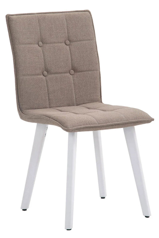 In And OutdoorMatch Stoel Kat - Wit - Beige Stoel - Bezoekersstoel - Eetkamerstoel - Stof - Hoge kwaliteit bekleding - Stijlvolle stoel - Minimalistische stoel Eetkamerstoel