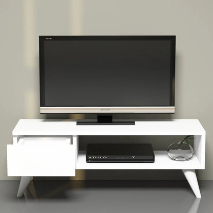 In And OutdoorMatch TV Kast Erna - 90x30x33 cm - Wit - Spaanplaat en Kunststof - Stijlvol Design TV cabinet