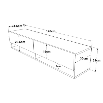 In And OutdoorMatch TV Kast Giggs - TV Meubel - TV meubel - 2 Opbergvakken - 140x31,5x29,5cm - Houtkleurig - Sierkast TV-meubel